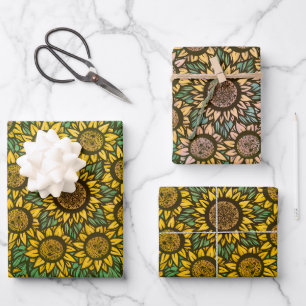 Zonnebloem Mandala Natuur Lover Zonnebloemen Flora Inpakpapier Vel