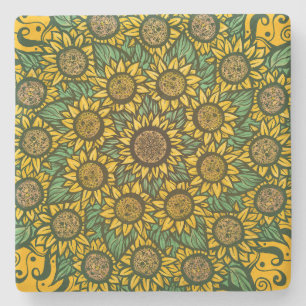 Zonnebloem Mandala Natuur Lover Zonnebloemen Flora Stenen Onderzetter