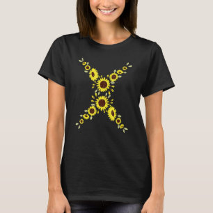 Zonnebloem Mannen Vrouwen Letter X T-shirt
