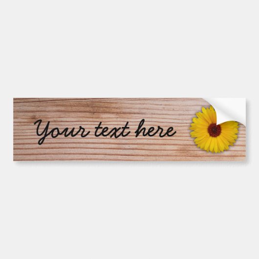 Zonnebloem Marigold op Rustic Wooden Boards Bumpersticker (Voorkant)