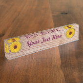 Zonnebloem Marigold op Rustic Wooden Boards Naambordje (Zijkant)