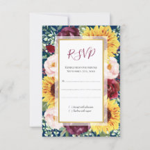 Zonnebloem Marine Blauw Bourgogne Goud Bloemen Bru