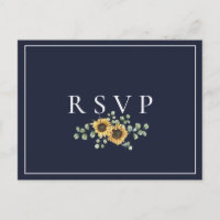 Zonnebloem Marine Blauw Bruiloft RSVP Song Aanvraa