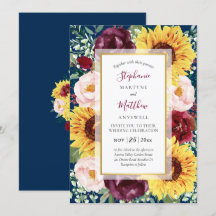 Zonnebloem Marine Blauw Goud Bourgondië Bloemen Br