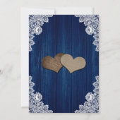 Zonnebloem Marine Blauw Hout Kant Mason Jar Weddin Kaart (Achterkant)