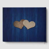 Zonnebloem marine blauw hout water kan veters brui gastenboek (Achterkant)