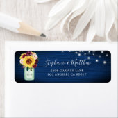 Zonnebloem Marine Blauw Mason Jar Lights Adres Etiket (Insitu)