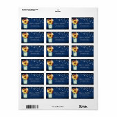 Zonnebloem Marine Blauw Mason Jar Lights Adres Etiket (Full Sheet)