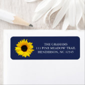 Zonnebloem marine blauw retour adres label (Insitu)