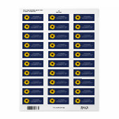 Zonnebloem marine blauw retour adres label (Full Sheet)