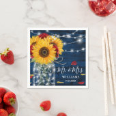 Zonnebloem Marine Blauw Rood Rose Rustiek Hout Bru Servet (Insitu)