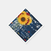 Zonnebloem Marine Blauw Rood Rose Rustiek Hout Bru Servet (Hoek)