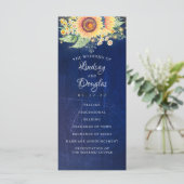 Zonnebloem Marine Blauw Rustieke Herfst Bruiloft P Programmakaart (Staand voorkant)