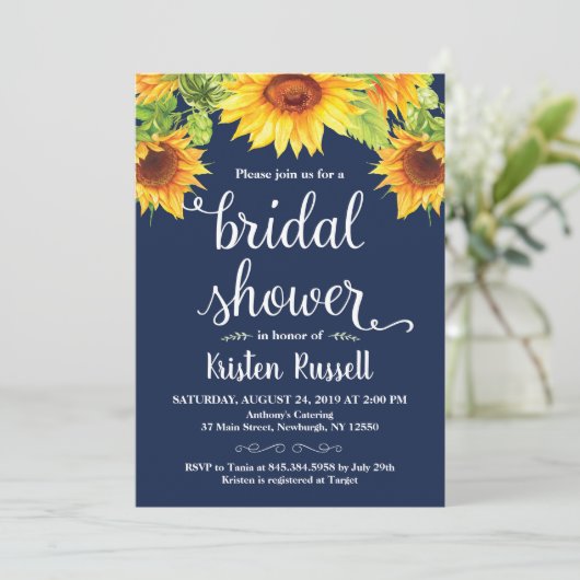 Zonnebloem Marine Huwelijksfeest Kaart (Staand voorkant)