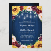 Zonnebloem Marine Mason Jars Bloemen Bruiloft Kaart (Voorkant / Achterkant)