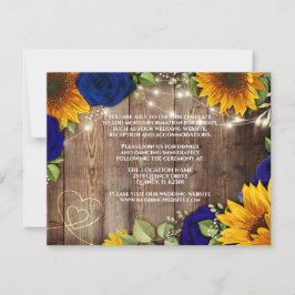 Zonnebloem & Marine Rozen Rustieke Trouwdetails Ka Kaart