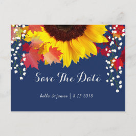 Zonnebloem Marineblauwe Save The Date Kaarten