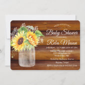 Zonnebloem Mason Jar Baby shower Invitation Kaart (Voorkant)