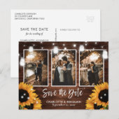 Zonnebloem Mason Jar Barn Wood Foto sparen Datum Aankondigingskaart (Voorkant / Achterkant)