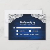 Zonnebloem Mason Jar Blauw Hout Bruiloft RSVP Kaar (Achterkant)