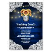 Zonnebloem Mason Jar Blauw Hout Trouwstok Kaarten (Voorkant)