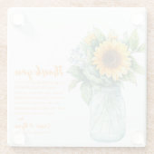 Zonnebloem Mason Jar bruiloft Dank u bericht Glazen Onderzetter (Achterkant)