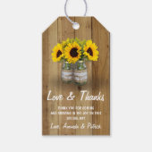 Zonnebloem Mason Jar Burlap Lace Bruiloft Dank u Cadeaulabel (Voorkant)