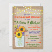 Zonnebloem Mason Jar Burlap repetitie diner Kaart (Voorkant)