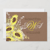 Zonnebloem Mason Jar Burlap Rustisch Vrijgezellenf Kaart (Achterkant)