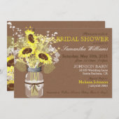 Zonnebloem Mason Jar Burlap Rustisch Vrijgezellenf Kaart (Voorkant / Achterkant)