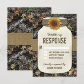 Zonnebloem Mason Jar Camo Bruiloft RSVP Kaarten (Voorkant / Achterkant)