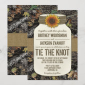 Zonnebloem Mason Jar Camo bruiloft uitnodigingen (Voorkant / Achterkant)