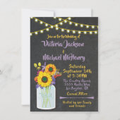 Zonnebloem Mason Jar Chalkboard Huwelijksuitnodigi Kaart (Voorkant)