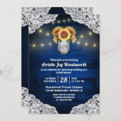 Zonnebloem Mason Jar Hout Bruids Douche Uitnodigin Kaart (Voorkant / Achterkant)