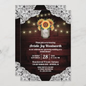 Zonnebloem Mason Jar Hout Bruids Douche Uitnodigin Kaart (Voorkant / Achterkant)