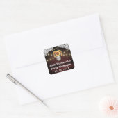 Zonnebloem Mason Jar Hout Kant Bruiloft Favor Vierkante Sticker (Envelop)