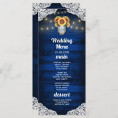 Zonnebloem Mason Jar Hout Kant Bruiloft Menu Kaart (Voorkant / Achterkant)