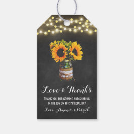 Zonnebloem Mason Jar krijtbord bruiloft dank u Cadeaulabel