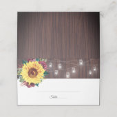 Zonnebloem Mason Jar Lights Hout Bruiloft Plaatskaartje (Buitenkant ongevouwen)