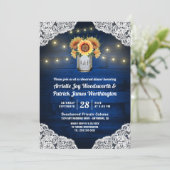 Zonnebloem Mason Jar repetitie diner uitnodigingen (Staand voorkant)