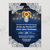 Zonnebloem Mason Jar repetitie diner uitnodigingen (Voorkant / Achterkant)