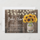Zonnebloem Mason Jar Rustic Baby shower Kaart (Voorkant)