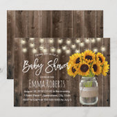 Zonnebloem Mason Jar Rustic Baby shower Kaart (Voorkant / Achterkant)