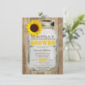 Zonnebloem Mason Jar Rustic Vrijgezellenfeest Kaart (Staand voorkant)