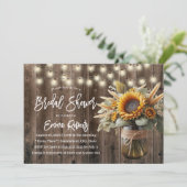 Zonnebloem Mason Jar Rustiek Bruiloft Vrijgezellen Kaart (Staand voorkant)