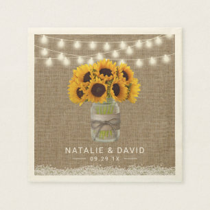 Zonnebloem Mason Jar Rustieke Bloemen Burlap Weddi Servet
