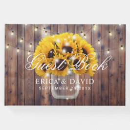 Zonnebloem Mason Jar String Lights Rustieke Bruilo Gastenboek