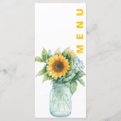 Zonnebloem Mason Jar Wedding Receptie Diner Menu (Achterkant)