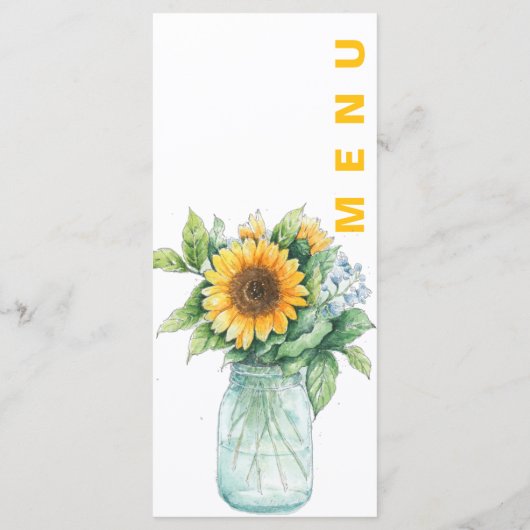 Zonnebloem Mason Jar Wedding Receptie Diner Menu (Achterkant)