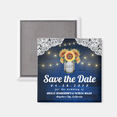 Zonnebloem Mason Jar Wood Save the Date Magnets Magneet (Voorkant / Achterkant)